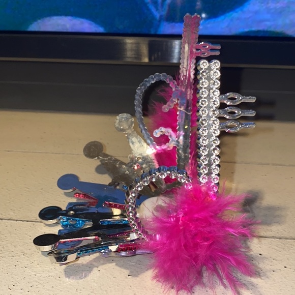 Happy New Year ๐๐ crown feather headpiece hair accessory turquoise pink purple - Picture 5 of 8